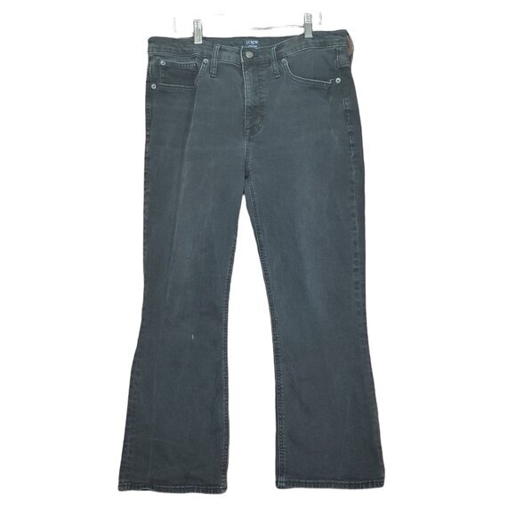 J.CREW Womens Jeans‎ SZ 31 High Rise Crop Flare Charcoal Stretchy Denim Casual - Picture 1 of 14
